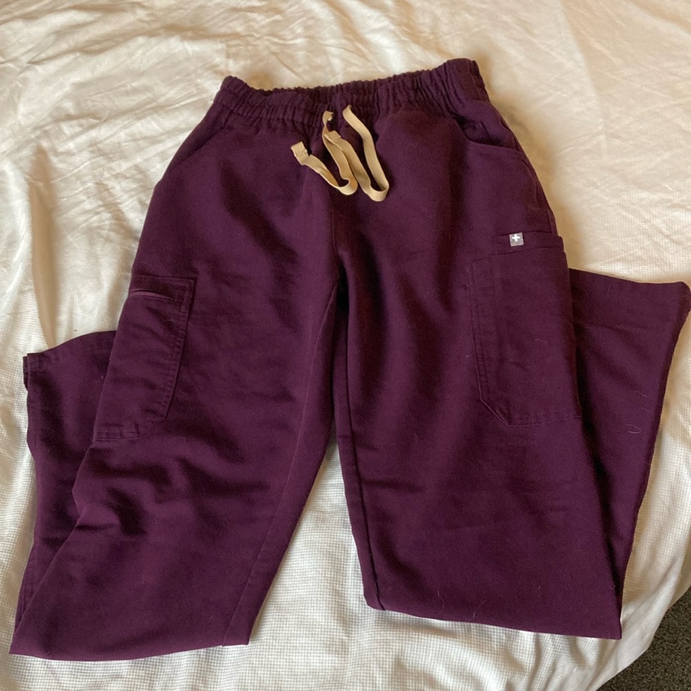 Figs Purple Scrub Bottoms with Drawstring Waist